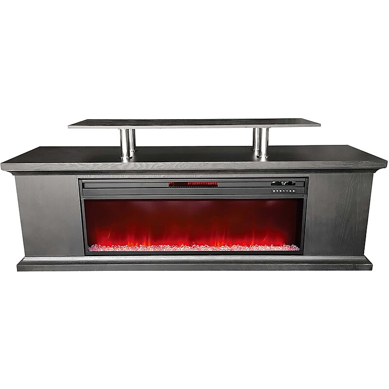 Lifesmart Electric Media Fireplace with Faux Glass 5300 BTU, Black (LDFP0009US-BLK) image 1