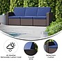 Flash Furniture Seneca Faux Rattan Sofa with All-Weather Cushions, Chocolate Brown/Navy (DADSF13BNNV)~#|#~sp207564125_sc7