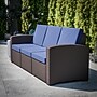 Flash Furniture Seneca Faux Rattan Sofa with All-Weather Cushions, Chocolate Brown/Navy (DADSF13BNNV)~#|#~sp207564132_sc7