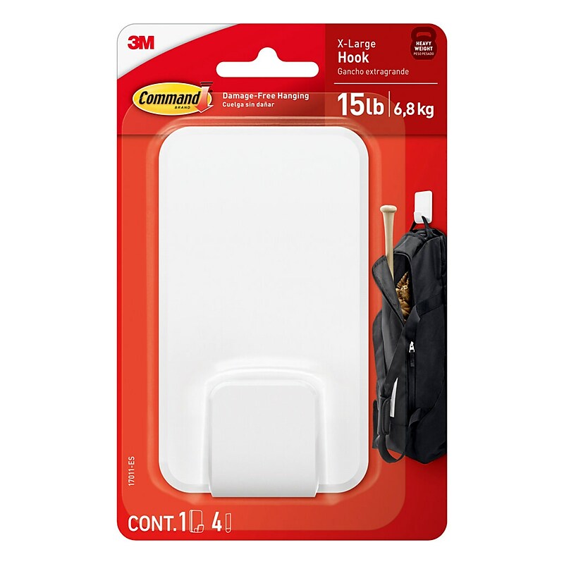 Command Extra Large Utility Hook, 15 lbs., White (17011-ES) image 1