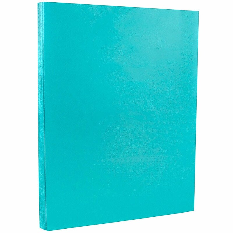 JAM PAPER 8.5" x 11" Color Cardstock, 65lb, Sea Blue, 100/pack  (102677G) image 1