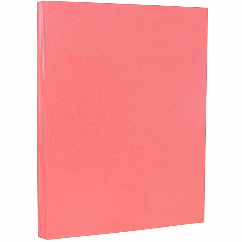 JAM PAPER 8.5" x 11" Vellum Bristol Cardstock, 67lb, Cherry, 100/pack  (169823G) image 1
