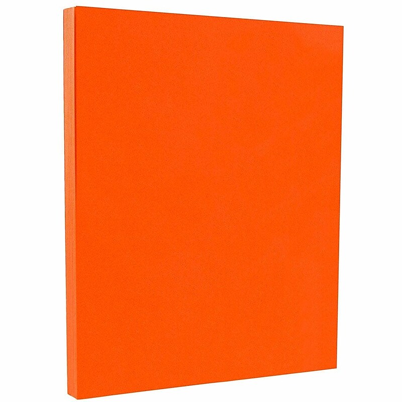 JAM PAPER 8.5" x 11" Color Cardstock, 65lb, Orange, 100/pack  (1033879G) image 1