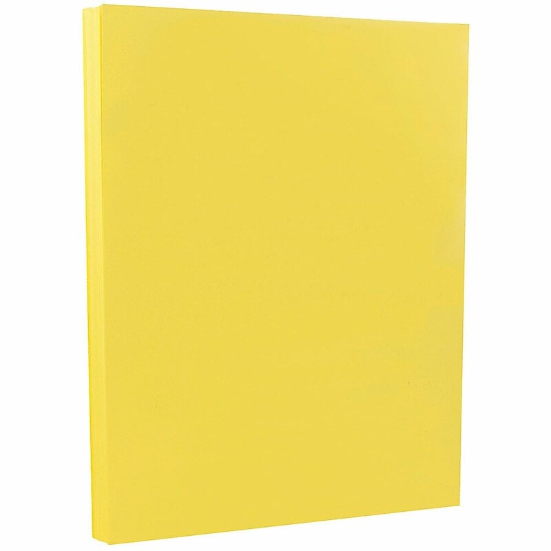 JAM PAPER 8.5" x 11" Vellum Bristol Cardstock, 67lb, Yellow, 100/pack  (169838G) image 1