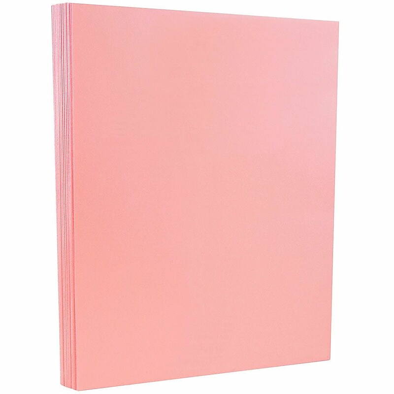 JAM PAPER 8.5" x 11" Vellum Bristol Cardstock, 67lb, Pink, 100/pack  (169831G) image 1