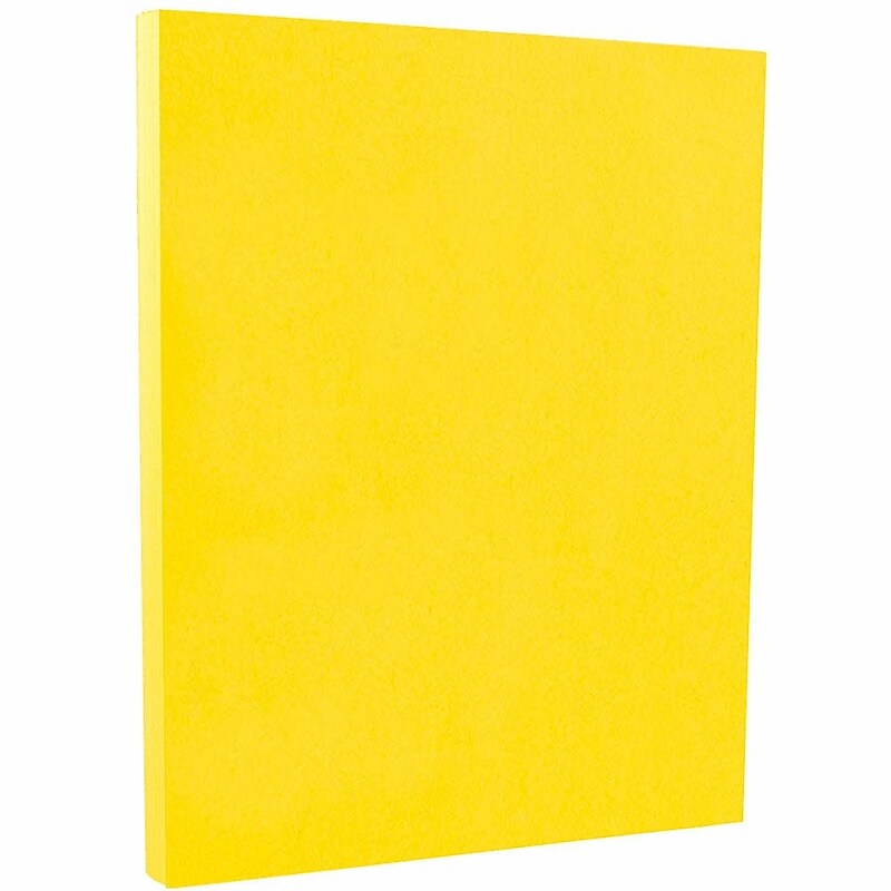 JAM PAPER 8.5" x 11" Color Cardstock, 65lb, Yellow, 100/pack  (104018G) image 1