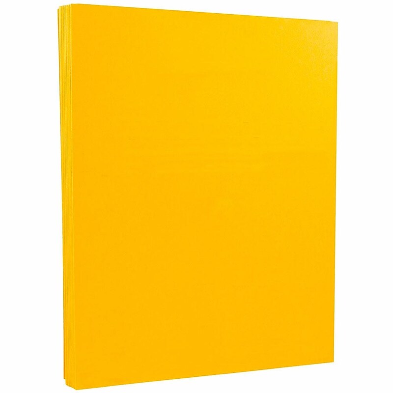 JAM PAPER 8.5" x 11" Vellum Bristol Cardstock, 67lb, Goldenrod, 100/pack  (169825G) image 1