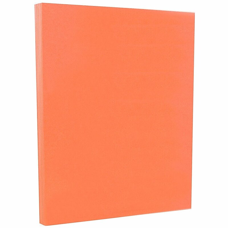 JAM PAPER 8.5" x 11" Vellum Bristol Cardstock, 67lb, Salmon, 100/pack  (169832G) image 1