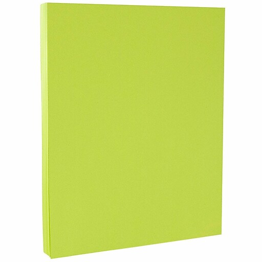 JAM PAPER 8.5" x 11" Color Cardstock, 65lb, Ultra Lime, 100/pack