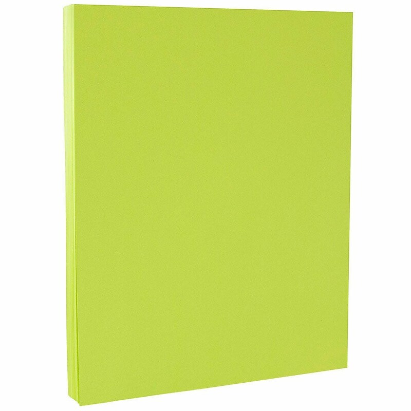 JAM PAPER 8.5" x 11" Color Cardstock, 65lb, Ultra Lime, 100/pack  (104067G) image 1