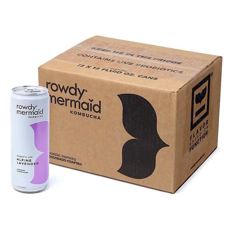 Rowdy Mermaid Organic Alpine Lavender Kombucha, 12 Oz, 12/Box (307-00391) image 1