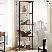 HomeBelle Brown Finish Metal Supports Bookcase (783228BR12)