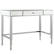 HomeBelle Chrome Finish Mirrored Desk With Drawer (78E42315CO3A)