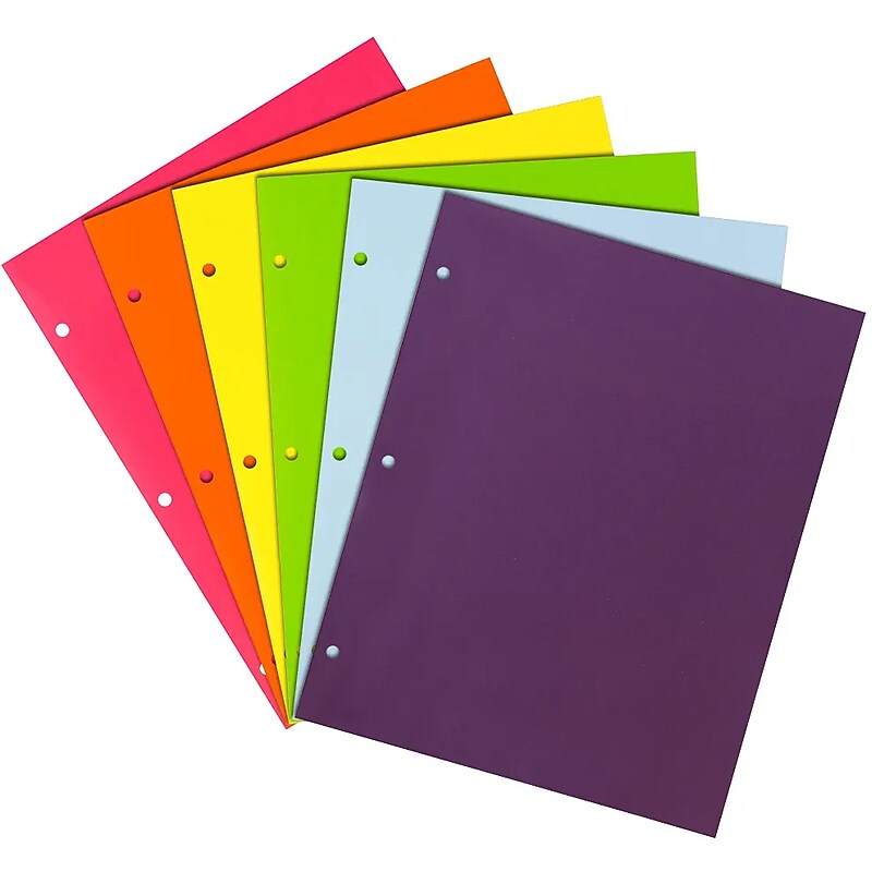 JAM Paper Laminated 3 Hole Punched, 2-Pocket Glossy Folders, Multicolored, Assorted Fashion Colors, 6/Pack (385GHPFASSRT) image 1