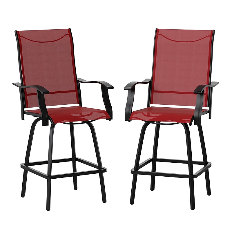 Flash Furniture Valerie All-Weather Textilene Swivel Patio Stools, Red, 2/Pack (2ETSWVLPTO30RD) image 1