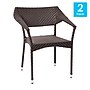 Flash Furniture Jace 34"H Espresso PE Rattan Wicker Commercial Grade Stacking Patio Chair, 2/Pack (2TTTT002ESP)~#|#~sp208458596_sc7