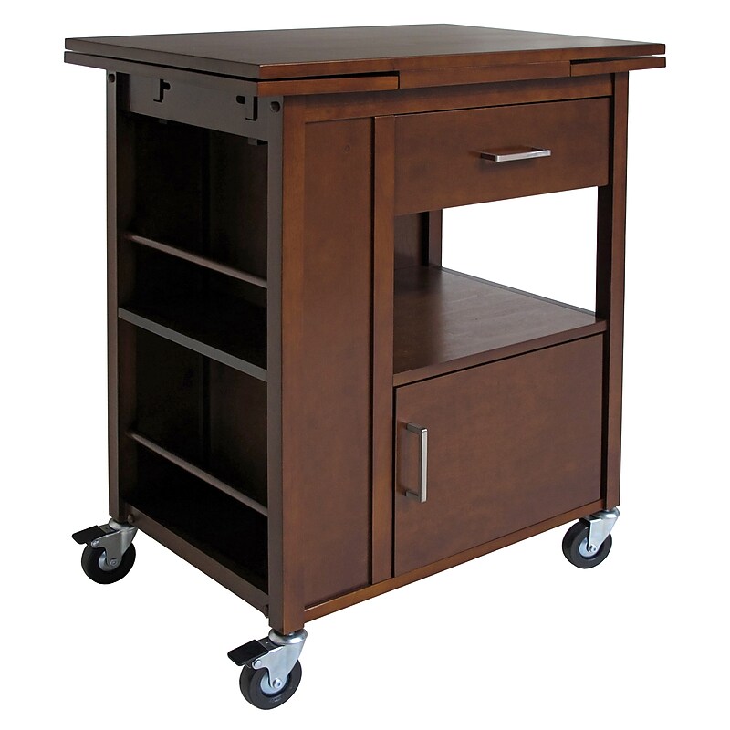 Winsome Gregory 3-Shelf Wood Mobile Kitchen Cart with Lockable Wheels, Walnut (94643) image 1