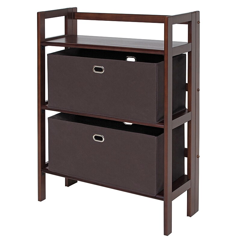 Winsome Torino 38.5" 3-Shelf Folding Bookcase, Walnut/Chocolate (94397) image 1