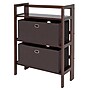 Winsome Torino 38.5" 3-Shelf Folding Bookcase, Walnut/Chocolate (94397)~#|#~sp20864880_sc7