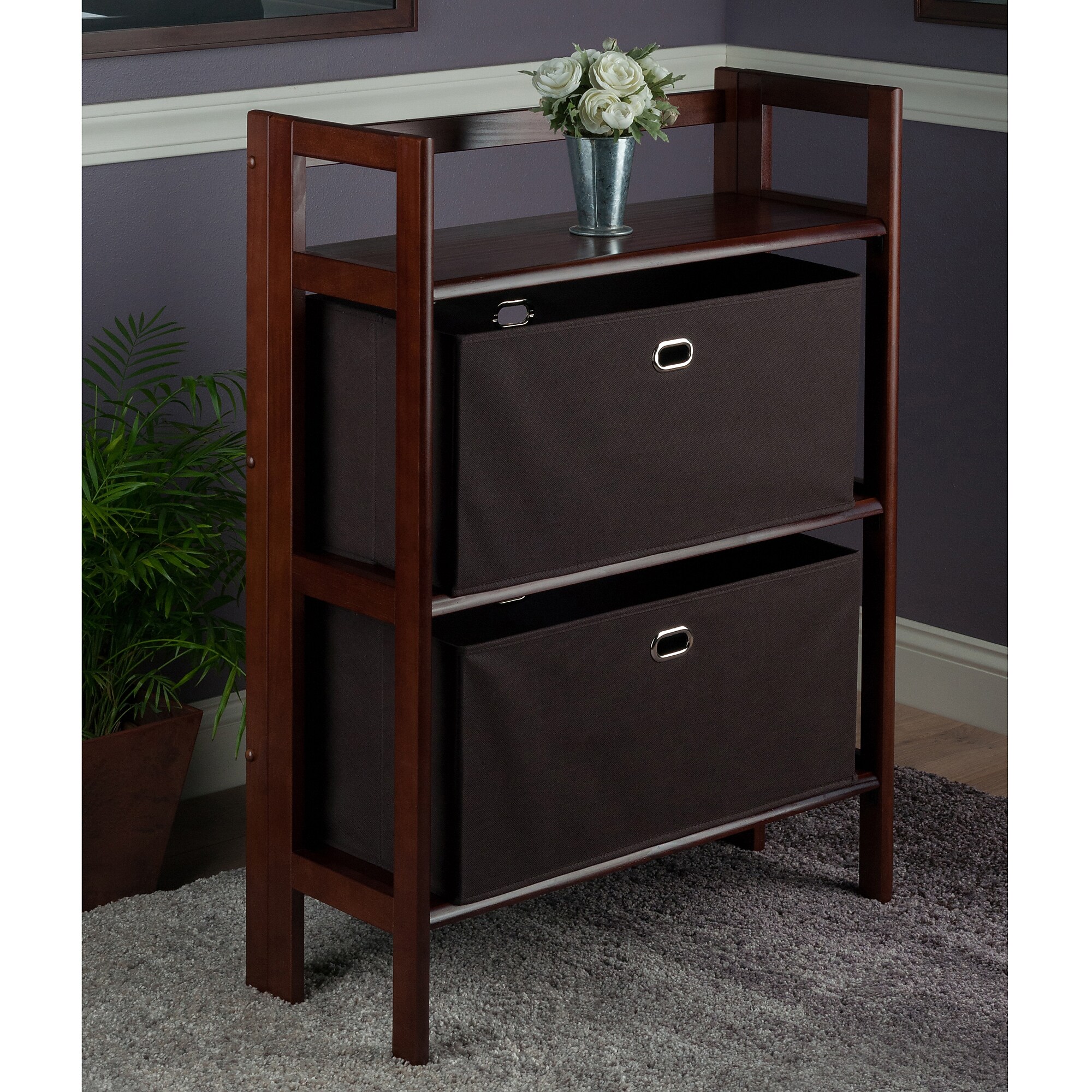 Winsome Torino 38.5″ 3-Shelf Folding Bookcase, Walnut/Chocolate (94397) Sansujyuku sansujyuku.com