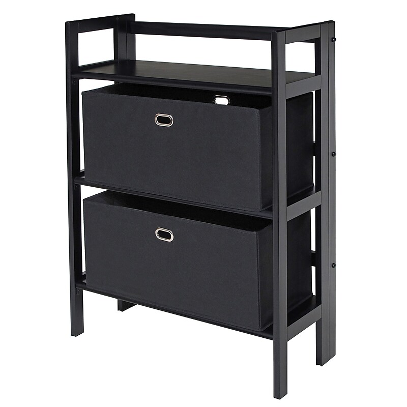 Winsome Torino 3-Pc Folding Bookcase w/ Fabric Baskets, Black/Black (20306) image 1