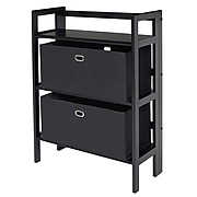 Winsome Torino 3-Pc Folding Bookcase w/ Fabric Baskets, Black/Black (20306)