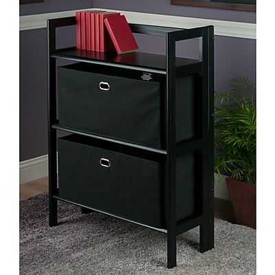 Winsome Torino 3-Pc Folding Bookcase w/ Fabric Baskets, Black/Black (20306) Sansujyuku sansujyuku.com