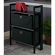 Winsome Torino 3-Pc Folding Bookcase w/ Fabric Baskets, Black/Black (20306)