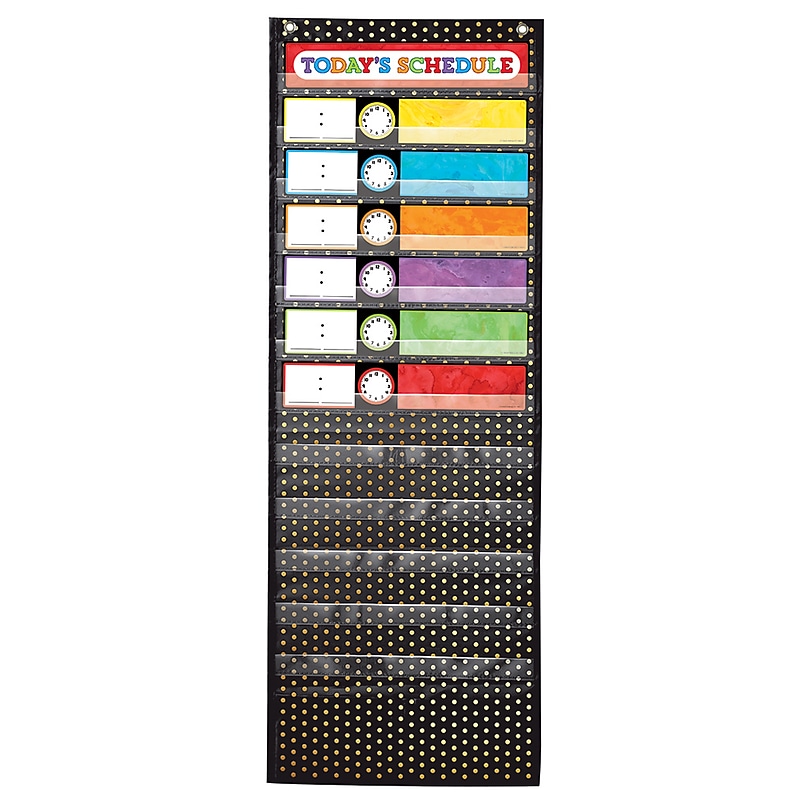 Carson-Dellosa Pocket Chart Deluxe Scheduling: Gold Polka Dot 16 Pieces (158041) image 1