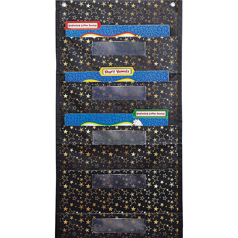 Carson-Dellosa Pocket Chart File Folder Storage: Gold Stars 1 Pocket Chart (158043) image 1