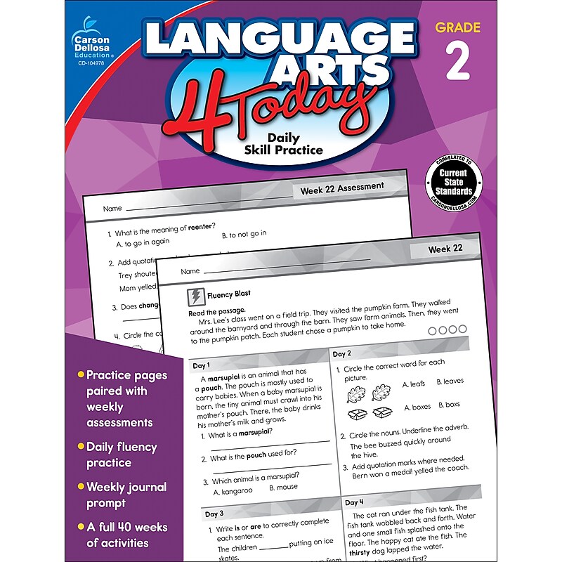 Carson-Dellosa Language Arts 4 Today, Grade 2 Paperback (104978) image 1