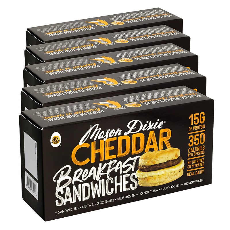 Mason Dixie Cheddar Breakfast Sandwich, 9.3oz, 5/Box (307-00387) image 1