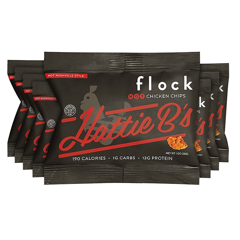 Flock Chicken Skin Crisps 1 oz Hattie B's Nashville Hot, 8/Box (368-00002) image 1