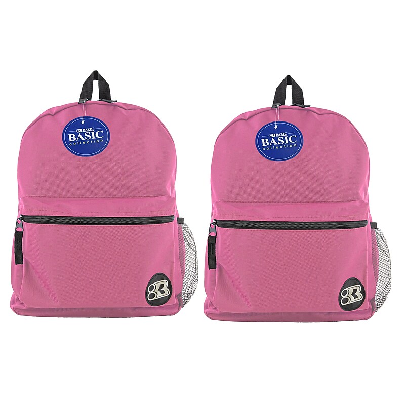 BAZIC Products® Basic Backpack 16" Fuchsia, Pack of 2 (BAZ1036-2) image 1