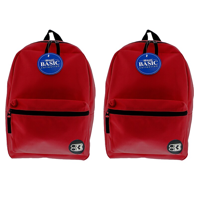 BAZIC Products® Basic Backpack 16" Burgundy, Pack of 2 (BAZ1039-2) image 1