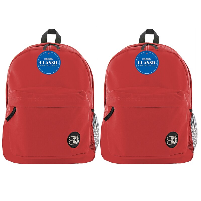 BAZIC Products® Classic Backpack 17" Red, Pack of 2 (BAZ1052-2) image 1