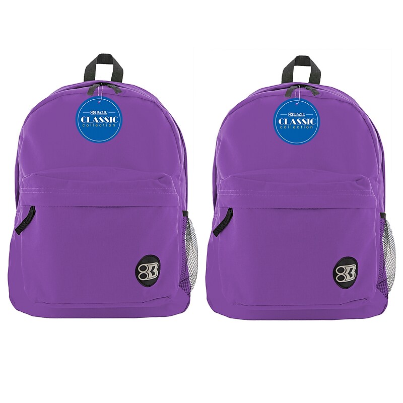 BAZIC Products Classic Backpack, Purple, Pack of 2 (BAZ1057-2) image 1