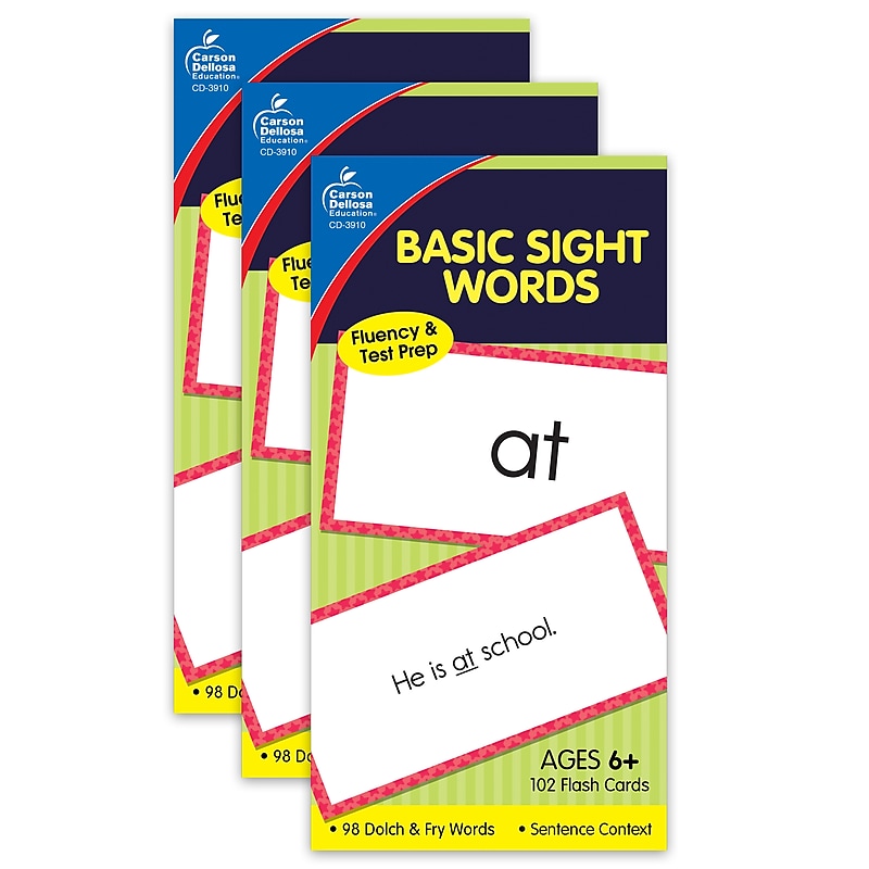 Carson Dellosa Education Basic Sight Words Flash Cards, 3 Packs (CD-3910-3) image 1