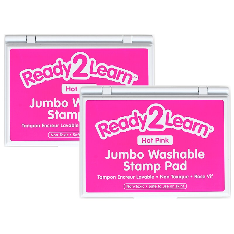 Ready2Learn Jumbo Washable Stamp Pad, Hot Pink, 6.2"L x 4.1"W, Pack of 2 (CE-10034-2) image 1
