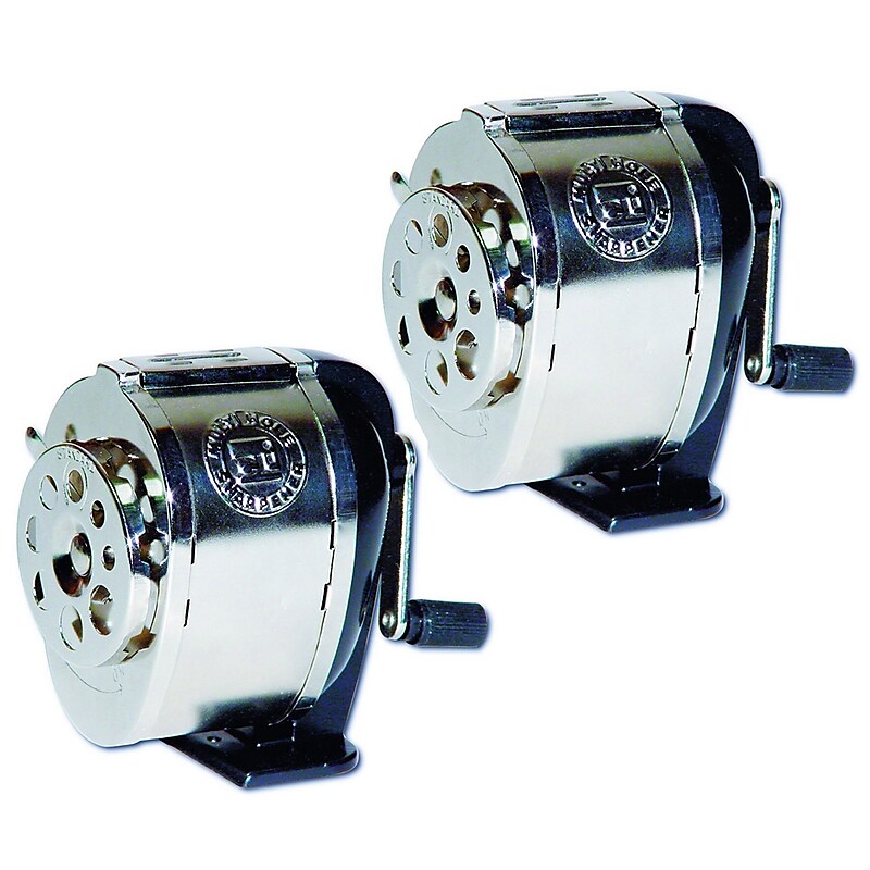 Charles Leonard Mountable Heavy Duty Steel Pencil Sharpener, Multisize Pencil Holes, Silver, Pack of 2 (CHL89508-2) image 1