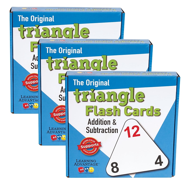 Learning Advantage The Original Triangle Flash Cards - Addition & Subtraction - 20 Per Set - 3 Sets (CRE4551-3) image 1