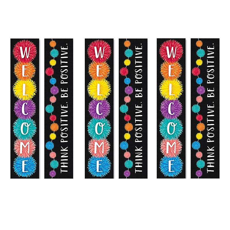 Creative Teaching Press Pom-Poms Welcome Banner (2-sided), Pack of 3 (CTP8670-3) image 1