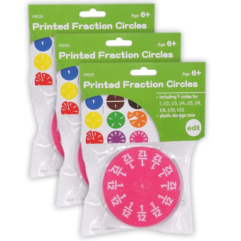 edxeducation Fraction Circles, 9 Values & Colors, 51 Per Set, 3 Sets (CTU19035-3) image 1