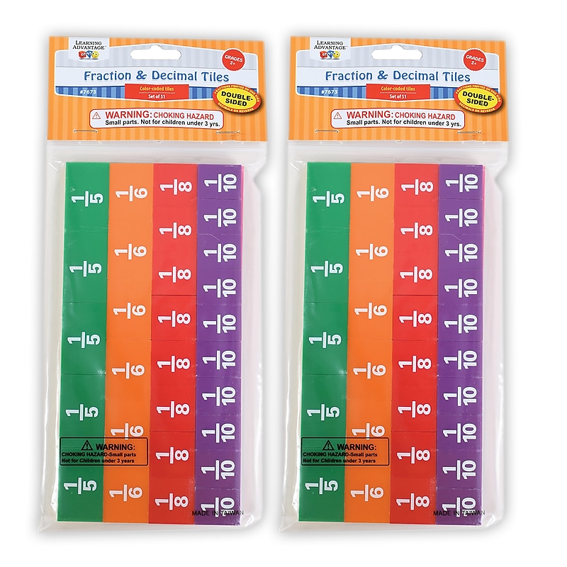 Learning Advantage Fraction/Decimal Tiles, 51 Per Set, 2 Sets (CTU7673-2) image 1