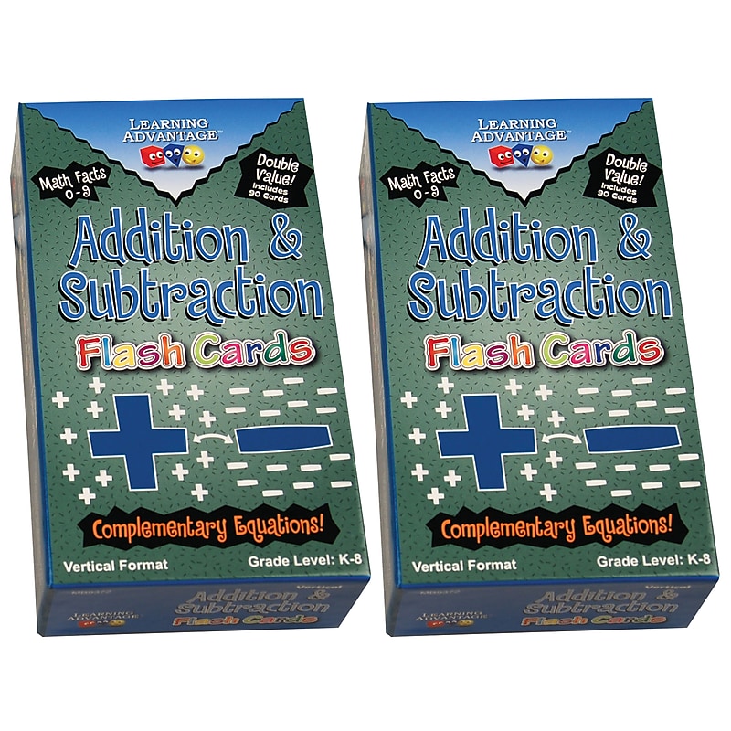 Learning Advantage Double-Value Vertical Flash Cards - Addition & Subtraction Set - 90 Per Pack, 2 Packs (CTU8662-2) image 1