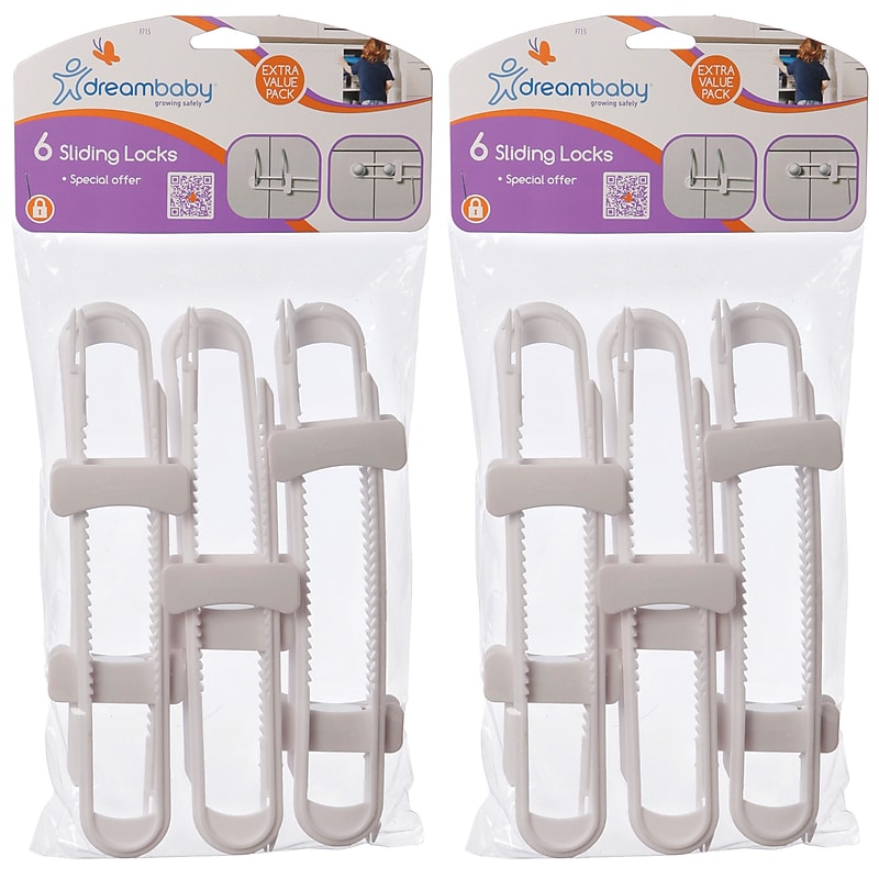 Dreambaby Cabinet Sliding Locks, 6 Per Pack, 2 Packs (DB-L715-2) image 1