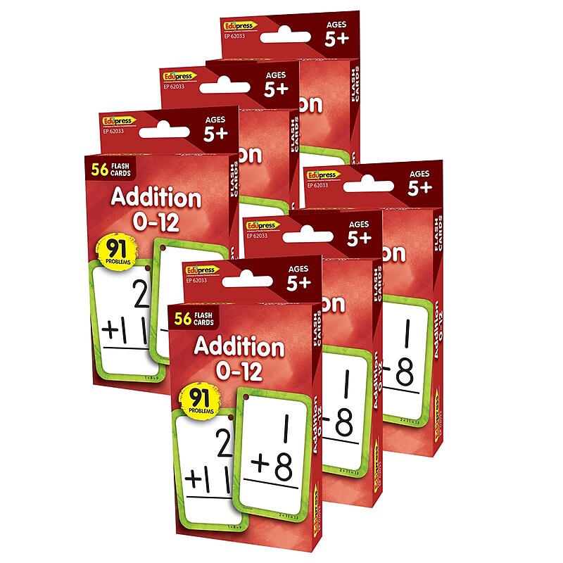 Edupress Addition 0-12 Flash Cards, 6 Packs (EP-62033-6) image 1