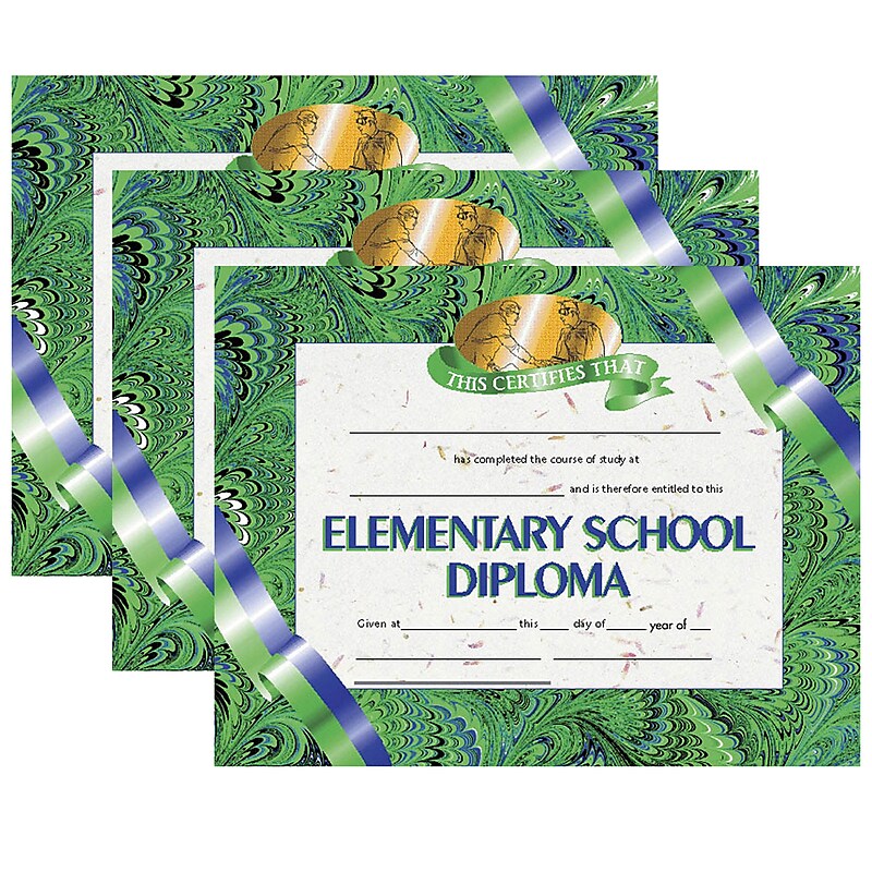 Hayes Publishing Elementary School Diploma, 8.5" x 11", 30 Per Pack, 3 Packs (H-VA522-3) image 1