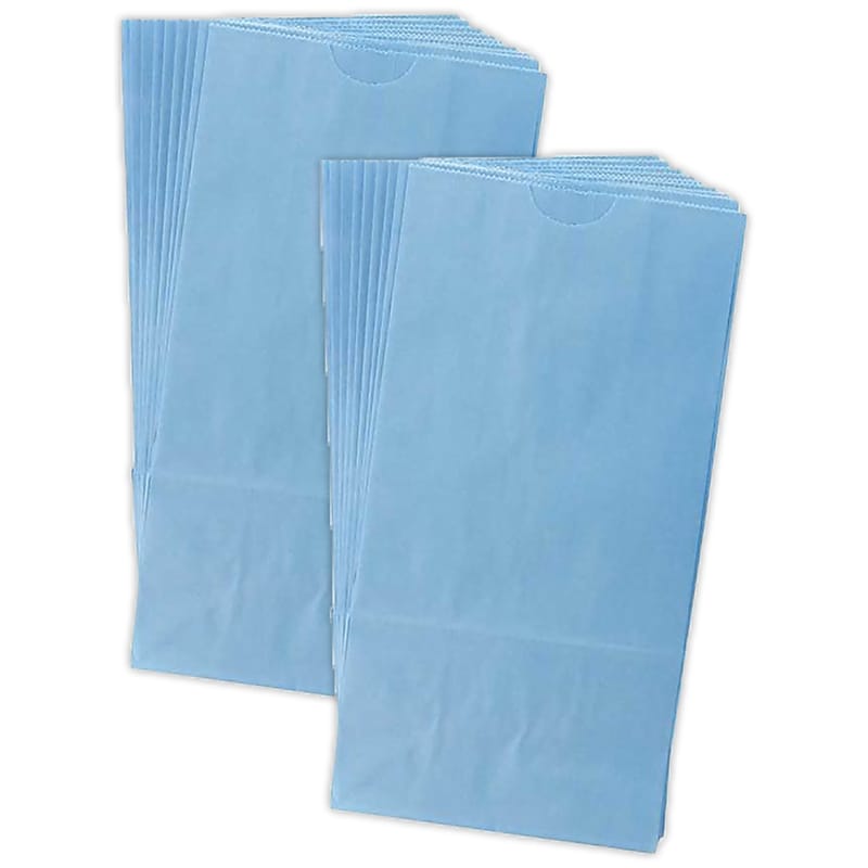 Hygloss Gusseted Paper Bags, #6 (6" x 3.5" x 11"), Blue, 50 Per Pack, 2 Packs (HYG66509-2) image 1