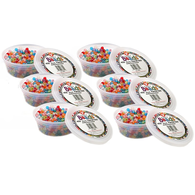 Hygloss Bucket O’ Beads, Faceted, 8 mm, 450/Pack, 6 Packs (HYG6821-6) image 1